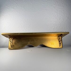 Vintage Gold Wall Shelf Hollywood Regency Style | Ornate Scroll Bracket Shelf